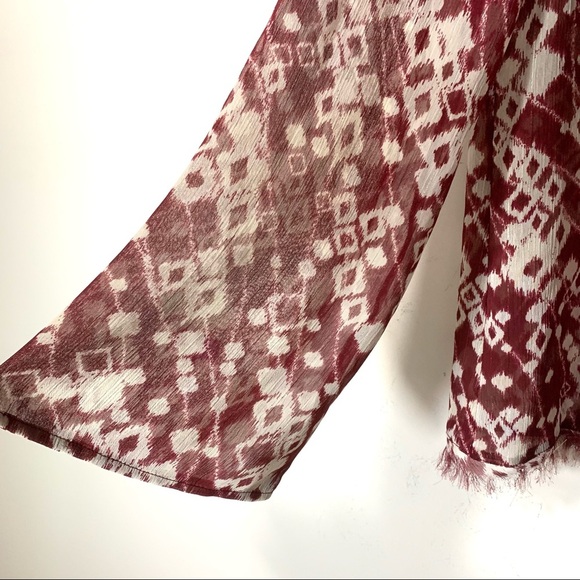 Nanette Lapore Ikat Print Sheer Fringed Top - Picture 4 of 12